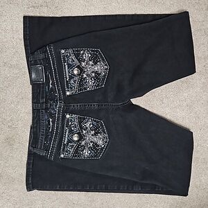 Lamasini Blonh Pockets Black Denim Bootcut Jeans